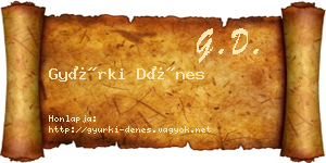 Gyürki Dénes névjegykártya