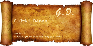 Gyürki Dénes névjegykártya